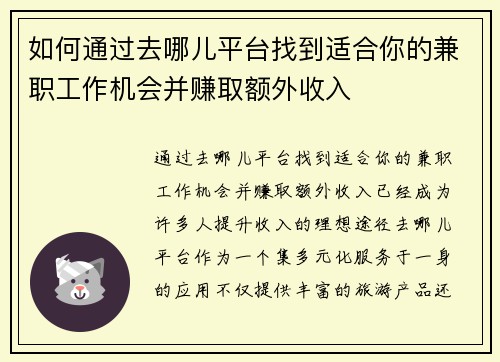 如何通过去哪儿平台找到适合你的兼职工作机会并赚取额外收入